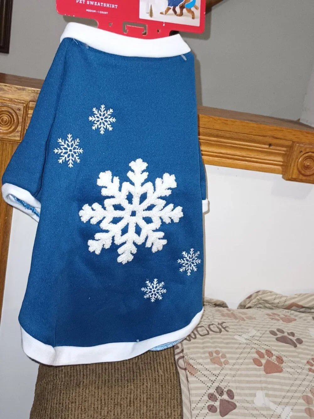 Gingerbread Playhouse Blue Snowflake Dog Sweatshirt - Wondershop Medium